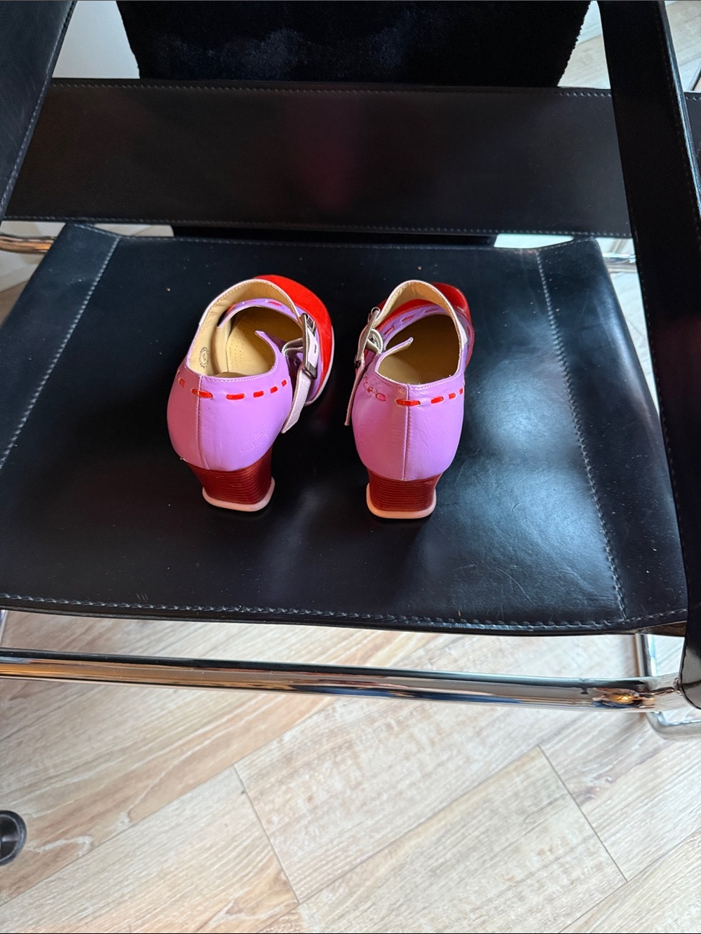 John Fluevog Red Patent and Purple Mary Jane Heels - Picture 2 of 2